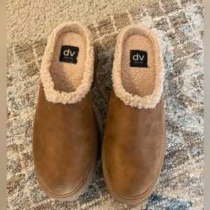 Dolce vita shearling platform mule clog